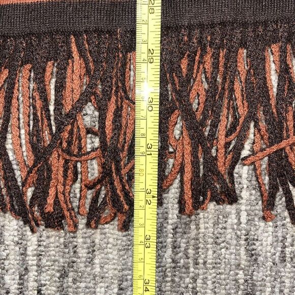 Alafani Unisex Winter Scarf Orange Brown Stripe Cashmere Blend Tassels Excellent - Picture 4 of 5